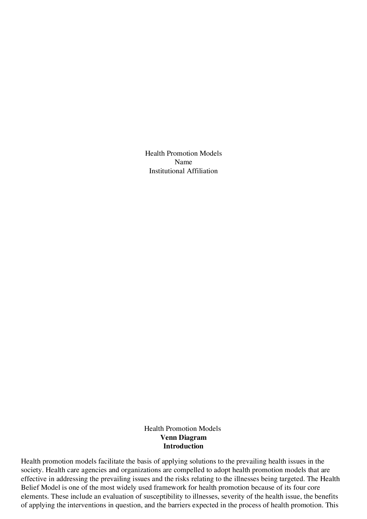 Preview image for Health Promotion Models